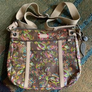 Like new coated canvas crossbody bag by SAKROOTS. Wide & adjustable strap
